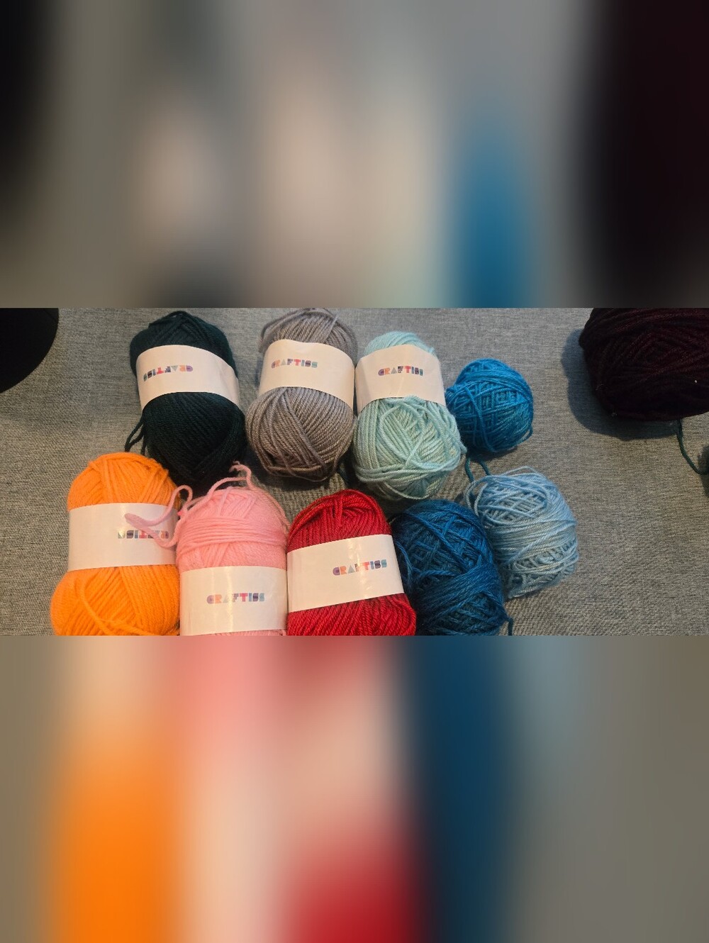 Craft Multicolor Yarn Assortment - Orange, Pink, Red, Green, Blue, Gray